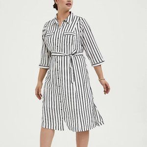 Torrid Georgette Midi Shirt Dress 1X White Black